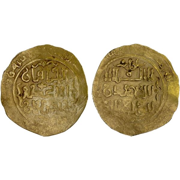GREAT MONGOLS: Chingiz Khan, 1206-1227, AV dinar (2.51g), Qayin, ND/DM, VF