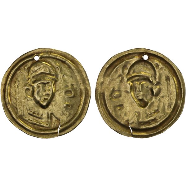 CENTRAL ASIA: Sogdian style, ca. 7th-9th century, AV bracteate burial piece (0.72g), VF
