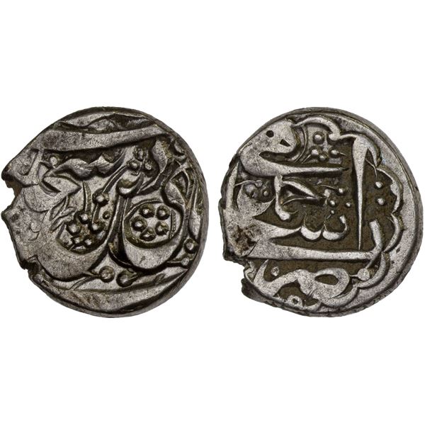 DURRANI: Shah Shuja', 5th reign, 1839-1842, AR 1/2 rupee (4.38g), Ahmadshahi, AH(12)55, strong VF