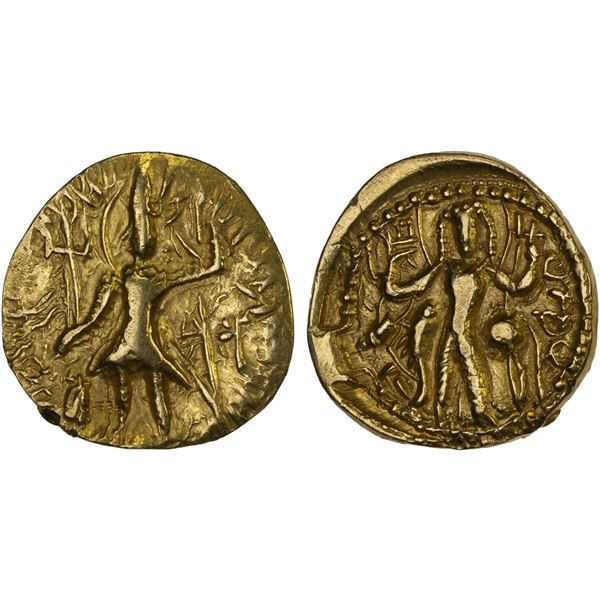 KUSHAN: Vasudeva II, ca. 267-300, AV dinar (7.91g), VF