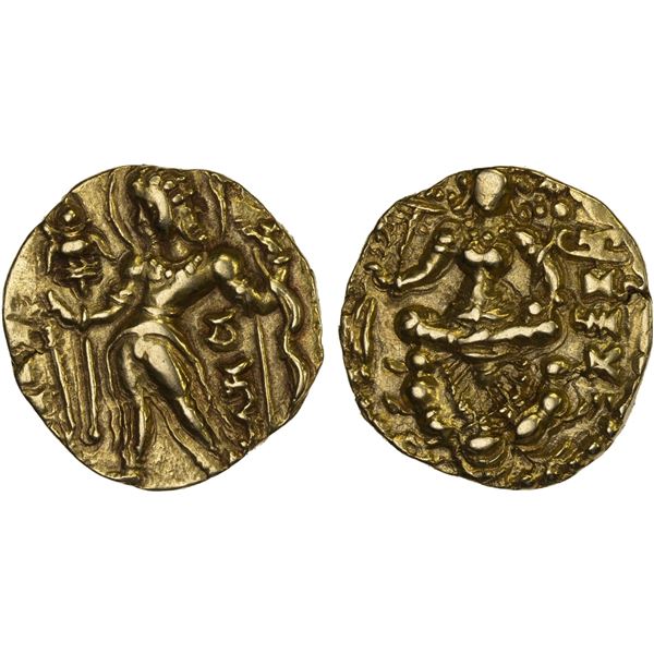 GUPTA: Chandragupta II, 383-412, AV dinar (stater) (8.00g), XF