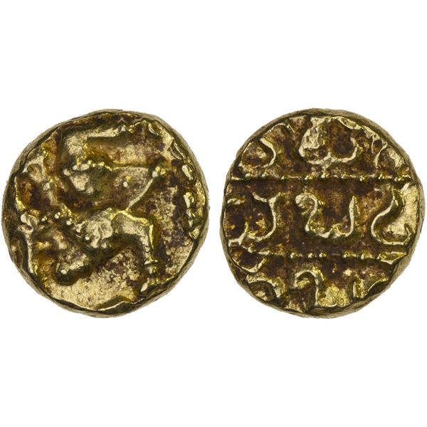 CHALUKYAS OF KALYANA: Somesvara, ca. 1181-1189, AV pagoda (3.56g), XF