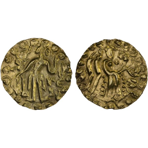 SAMATATA: Khadga dynasty, Rajabhata, ca. 675-680, slightly debased AV dinar (5.65g), AU