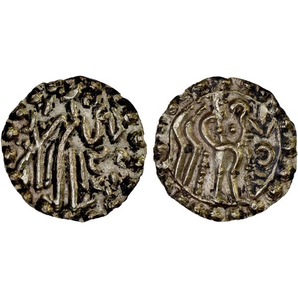 SAMATATA: Khadga dynasty, Rajabhata, ca. 675-680, debased AV dinar (5.38g), XF
