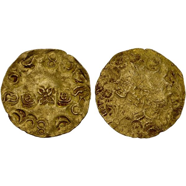 SOUTH INDIA: Unknown issuer, ca. 12th/13th century, punchmarked AV broad gadyana, VF-XF
