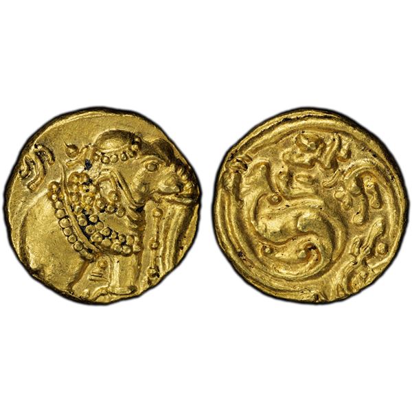 WESTERN GANGAS: Anonymous, ca. 12th-13th century, AV pagoda (3.77g), PCGS MS62