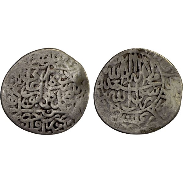 MUGHAL: Humayun, 1530-1556, AR shahrukhi (4.38g), Hadrat Delhi, AH(9)62 (in tiny numerals), VG