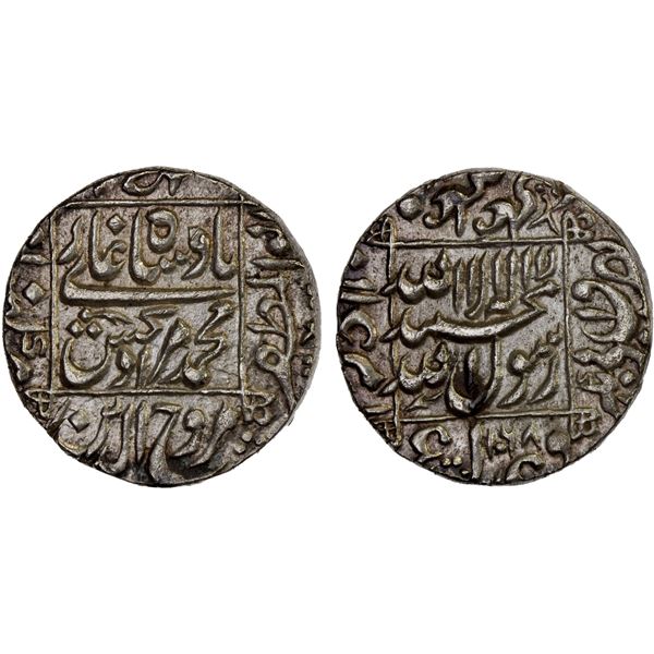 MUGHAL: Murad Bakhsh, 1658, AR rupee (11.53g), Khambayat, AH1068 year one (ahad), VF-XF