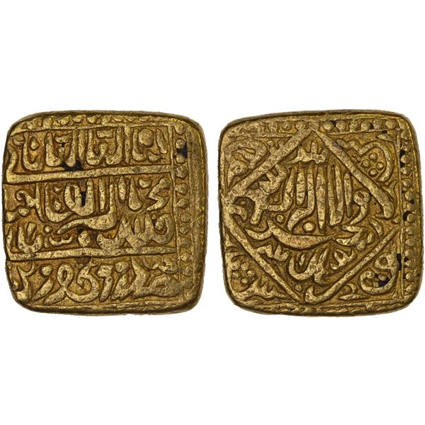 MUGHAL: Imitations, AV square mohur (12.16g), blundered date, F-VF