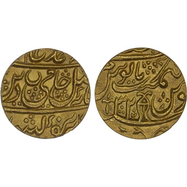 AWADH: Asaf-ud-Dawla, 1775-1797, AV mohur, Najibabad, year 32, PCGS MS62