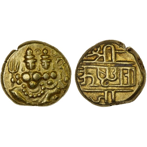 MYSORE: Krishna Raja Wodeyar, 1799-1868, AV pagoda (3.40g), VF-XF