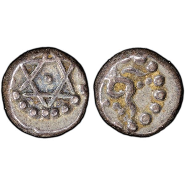 TRAVANCORE: Bala Rama Varma, 1798-1810, AR 1/2 chuckram (0.19g), ND (1809-10), PCGS EF45