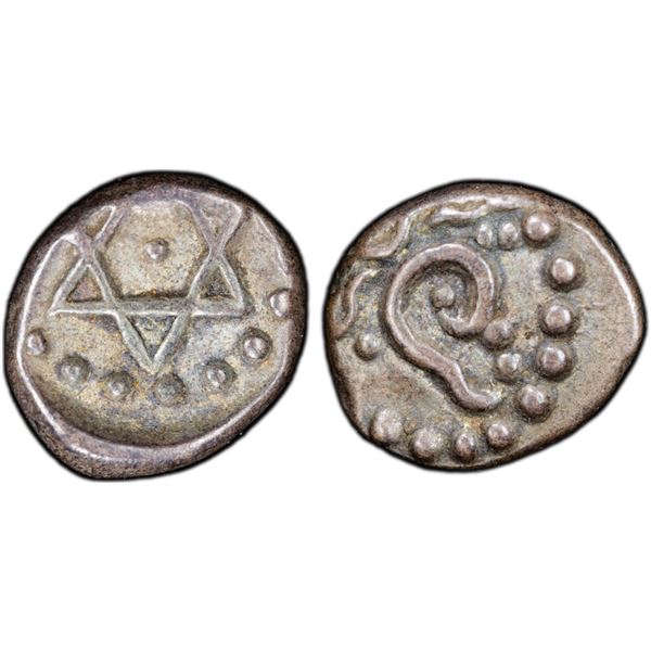 TRAVANCORE: Bala Rama Varma, 1798-1810, AR 1/2 chuckram (0.17g), ND (1809-10), PCGS EF45