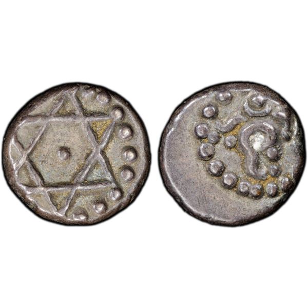 TRAVANCORE: Bala Rama Varma, 1798-1810, AR 1/2 chuckram (0.19g), ND (1809-10), PCGS EF45