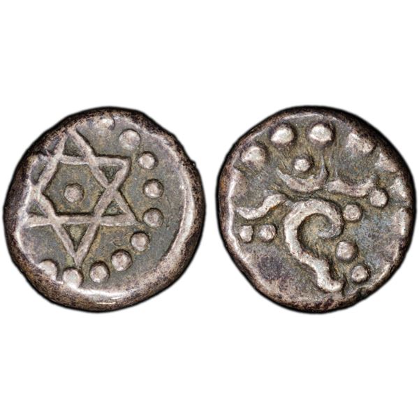 TRAVANCORE: Bala Rama Varma, 1798-1810, AR 1/2 chuckram (0.21g), ND (1809-10), PCGS EF45