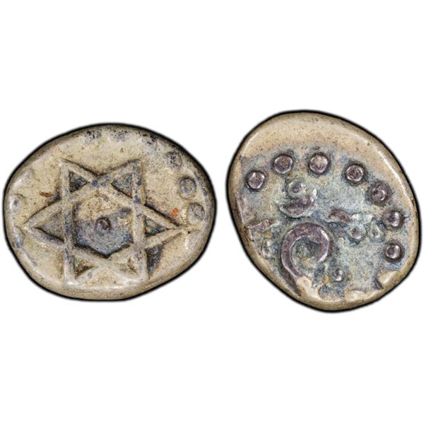 TRAVANCORE: Bala Rama Varma, 1798-1810, AR 1/2 chuckram (0.19g), ND (1809-10), PCGS EF40