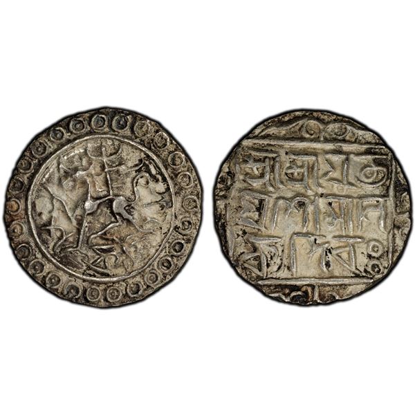 TRIPURA: Yaso Manikya, 1st reign, 1599-1600, AR tanka (10.6g), SE1521 (1599), PCGS XF details
