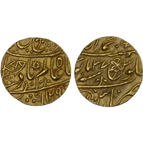 BENGAL PRESIDENCY: AV mohur (10.87g), Muhammadabad Benares, AH1209 year 37, XF-AU