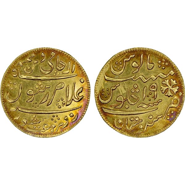 BENGAL PRESIDENCY: Jeweler's Imitations, AV mohur (8.81g), "Hindustan", year "19", AU
