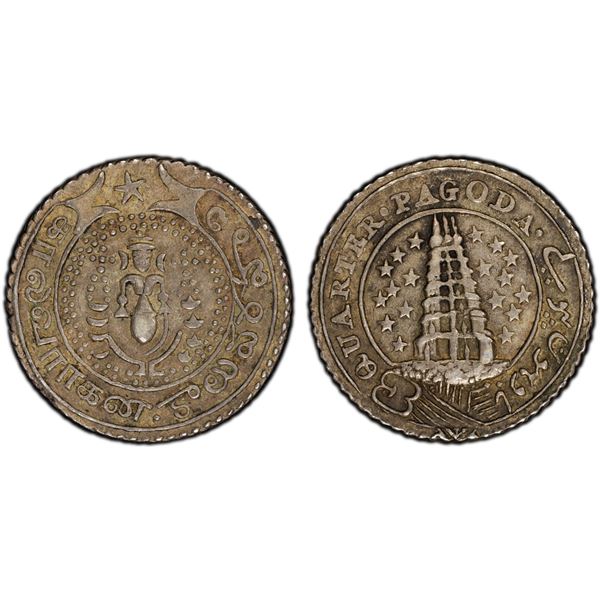 MADRAS PRESIDENCY: AR 1/4 pagoda (10.59g), ND (1808), PCGS AU53
