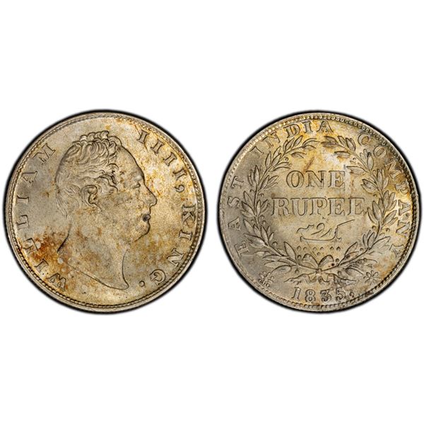 BRITISH INDIA: William IV, 1830-1837, AR rupee, 1835(c), PCGS MS64