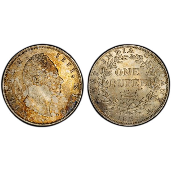 BRITISH INDIA: William IV, 1830-1837, AR rupee, 1835(c), PCGS MS62