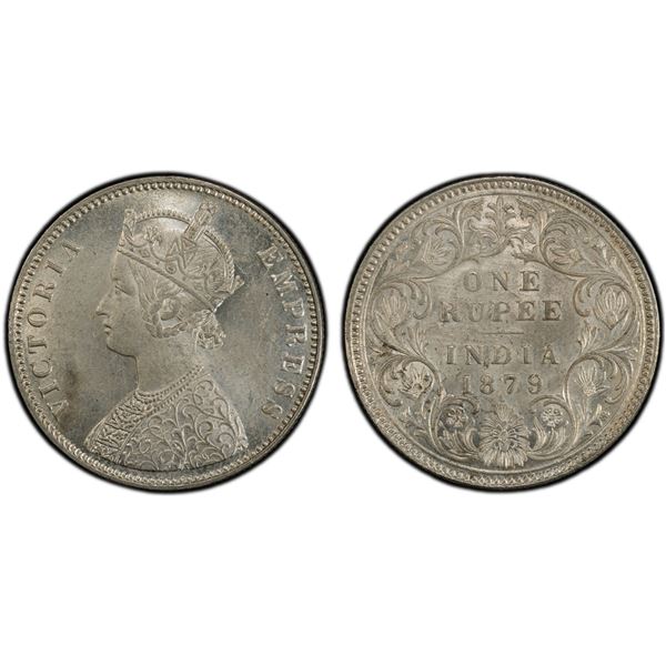 BRITISH INDIA: Victoria, Empress, 1876-1901, AR rupee, 1879(b), PCGS MS63