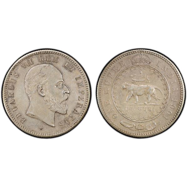 BRITISH INDIA: Edward VII, 1901-1910, AR rupee, 1901(c), PCGS Proof 63