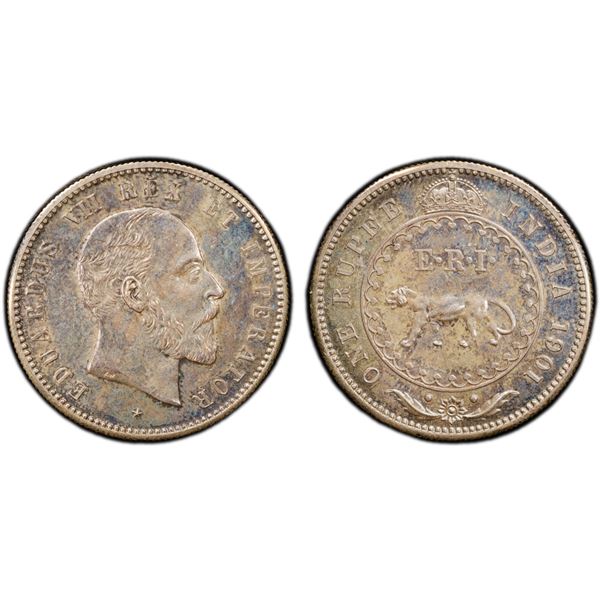 BRITISH INDIA: Edward VII, 1901-1910, AR rupee, 1901(c), PCGS Proof 63