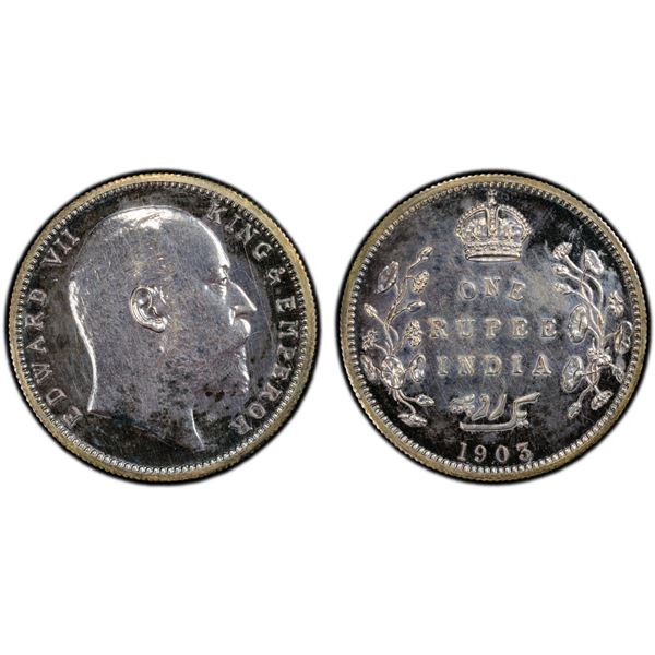 BRITISH INDIA: Edward VII, 1901-1910, AR rupee, 1903(c), PCGS Proof 63