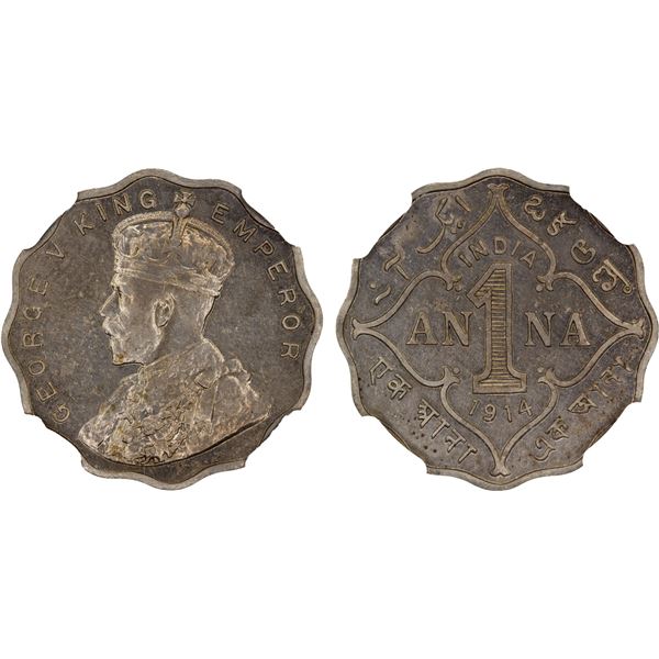 BRITISH INDIA: George V, 1910-1936, 1 anna, 1914(b), NGC Proof 62