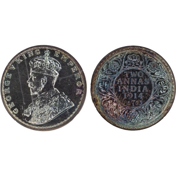 BRITISH INDIA: George V, 1910-1936, AR 2 annas, 1914(c), NGC Proof 63