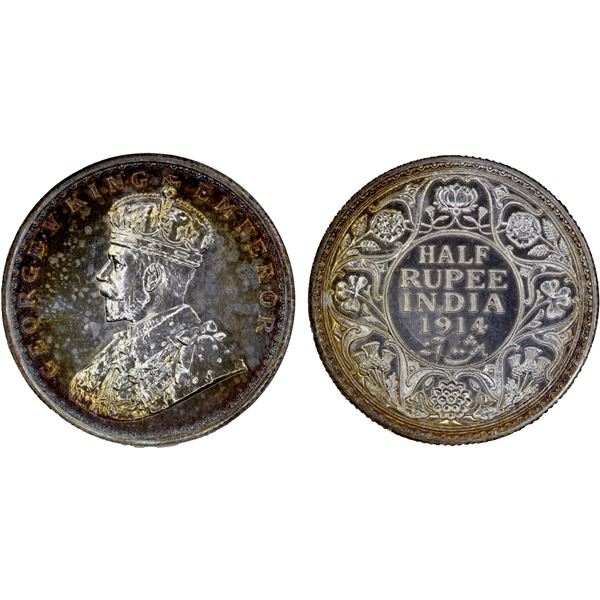 BRITISH INDIA: George V, 1910-1936, AR 1/2 rupee, 1914(b), NGC Proof 64
