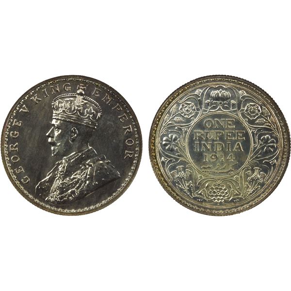 BRITISH INDIA: George V, 1910-1936, AR rupee, 1914(b), NGC Proof 63