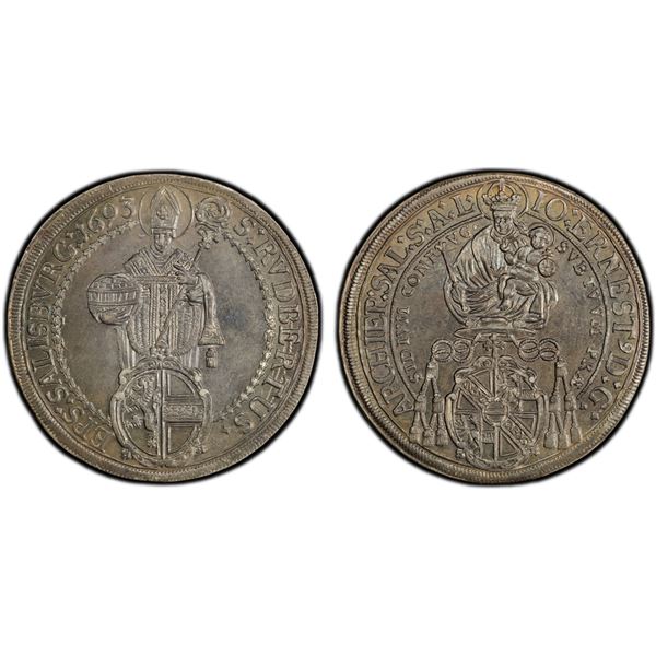 AUSTRIA: SALZBURG: Johann Ernst, 1687-1709, AR thaler, 1693, PCGS MS61