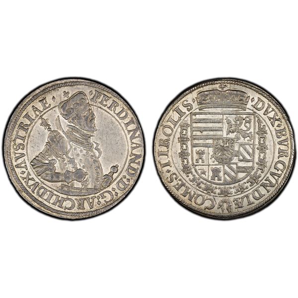 AUSTRIA: Ferdinand II, 1564-1595, AR thaler, Hall, ND, PCGS MS62