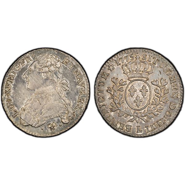 FRANCE: Louis XVI, 1774-1790, AR 1/5 écu (24 sols), Bayonne, 1775-L, PCGS AU58