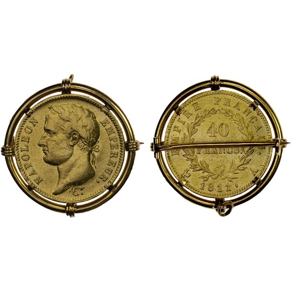 FRANCE: Napoleon I, 1804-1814, 1815, AV 40 francs, 1811-A, VF