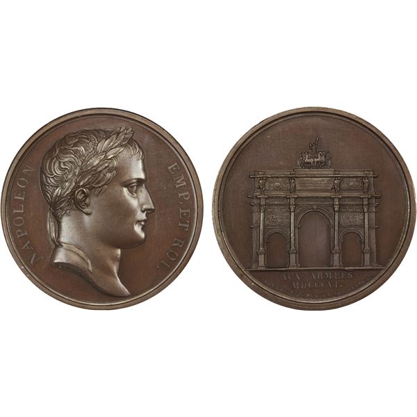 FRANCE: Napoleon I, Emperor, 1804-1814, 1815, AE medal, 1806, NGC MS64 BN