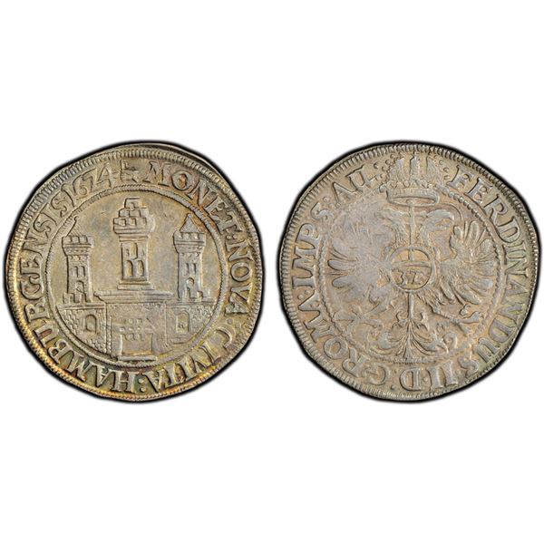 HAMBURG: Free City, AR thaler, 1624, PCGS AU55