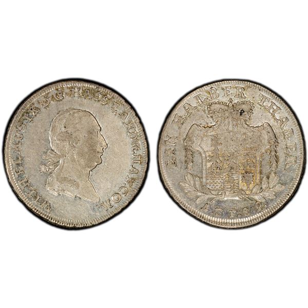 HESSE-CASSEL: Wilhelm IX, 1785-1803, AR 1/2 thaler, Kassel, 1789, PCGS AU50