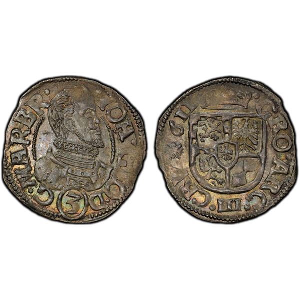 JAGERNDORF: Johann Georg von Brandenburg-Ansbach, 1607-1623, AR 3 kreuzer (groschen), 1611, PCGS MS6