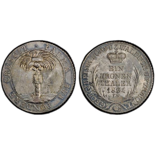 WALDECK-PYRMONT: Georg Friedrich Heinrich, 1813-1845, AR thaler, 1824, PCGS MS62