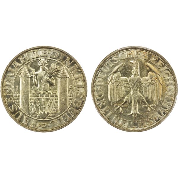 GERMANY: Weimar Republic, AR 3 reichsmark, Munich, 1928-D, PCGS MS66