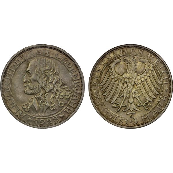 GERMANY: Weimar Republic, AR 3 reichsmark, Munich, 1928-D, NGC MS64