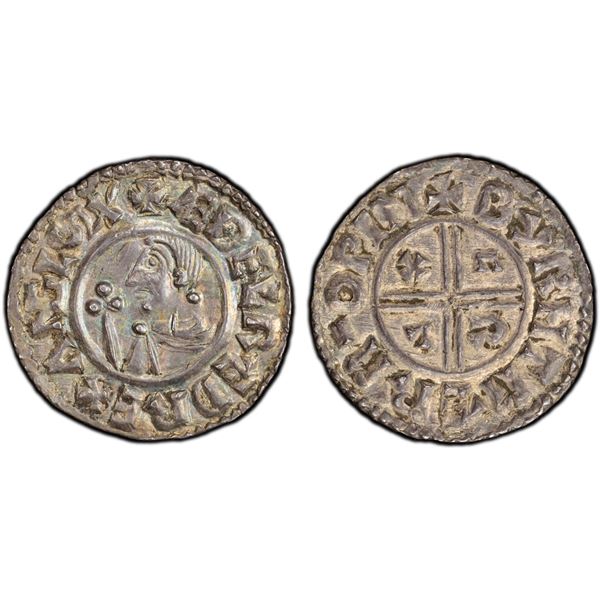 ENGLAND: Aethelred II, 978-1016, AR penny (1.66g), Winchester, PCGS AU details