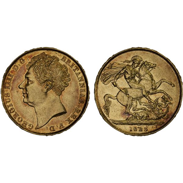 GREAT BRITAIN: George IV, 1820-1830, AV 2 pounds, 1823, XF-AU