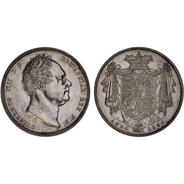 GREAT BRITAIN: William IV, 1830-1837, AR halfcrown, 1836, XF