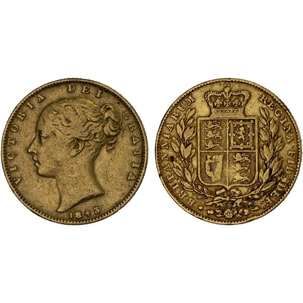 GREAT BRITAIN: Victoria, 1837-1901, AV sovereign, 1843, Fine