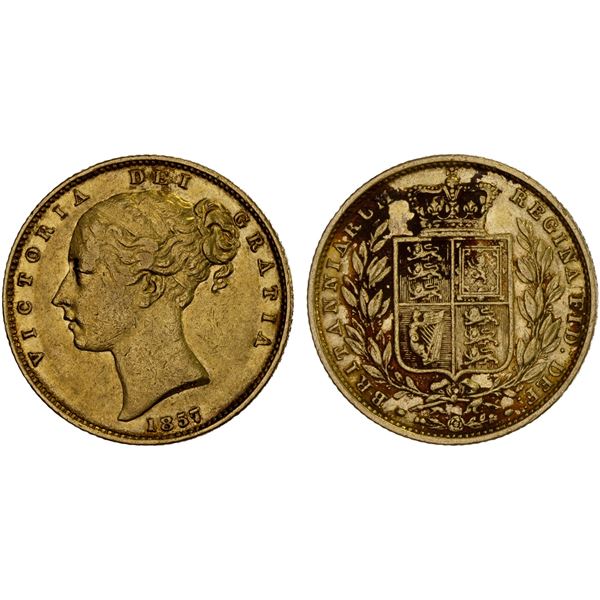 GREAT BRITAIN: Victoria, 1837-1901, AV sovereign, 1857, F-VF